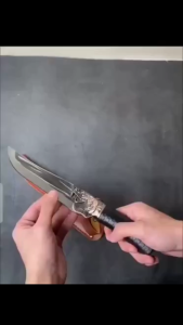 Nipiin Kitchen Knife Dragon Head Meat Knife Slicing Knife Butcher Knife with Leather Cover