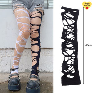 ถุงเท้าแนวพังก์กอทิธี Y2k แหวกแนวถุงเท้าเซ็กซี่เกินถุงเท้าระดับเข่า