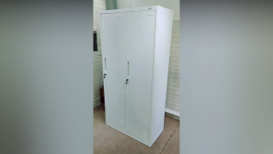 2 Door Steel Clothes Locker with Top & Bottom Shelf Cabinet
