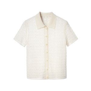 LANCY FROM 25 | Elegant Collar Short Sleeve Knit Blouse
