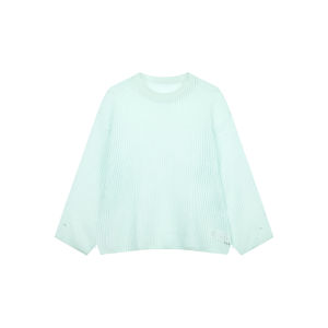 Meiyang Knitted Long Sleeve round Neck Vertical Stripe See-through Cover up Casual Comfortable Fashionable Womens Top