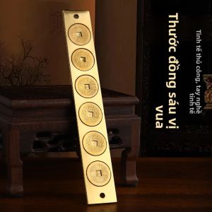 XINGYUE | Solid Copper Coin Ruler with Chinese Knot Home Decor