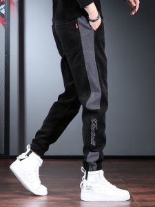 ROMON | Lormen Mens Thickened Corduroy Sweatpants Autumn Winter New Style Warm Drawstring Elastic Waist Long Pants Fashion Urban Style