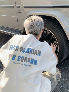 American Style Oversize Cotton T-Shirt Mens Short Sleeve Letter Print Casual Summer Top Trendy Brand Large Size Tee