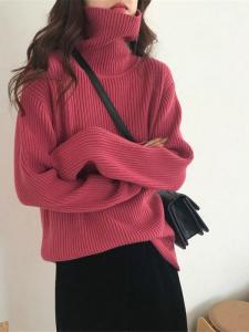 Turtleneck Loose Fitting Wool Sweater