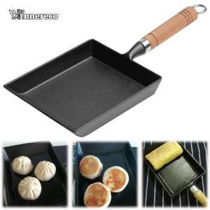 Japanese Cast Iron Pan Frying Tamagoyaki Omelette Black Non Stick Pan Fry Egg Pancake Kitchen Pot Cover Gas Cooker Induction for Thick Egg Rolls Compatible with All Stovetops (Gas Induction Electric)