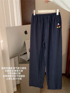 คู่รัก ฤดูร้อน กางเกงขายาว ชุดนอน หลวม ฟองบางพอดี ผ้าฝ้าย เส้นด้ายพักผ่อนที่บ้าน กางเกง สําหรับผู้ชายและผู้หญิง ลำลอง ฉากบ้าน