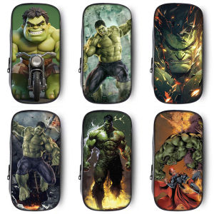 Green Giant Hulk Pencil Case Large Capacity Boys School Supplies Box Middle School Students Stationery Bag Cartoon Print Canvas