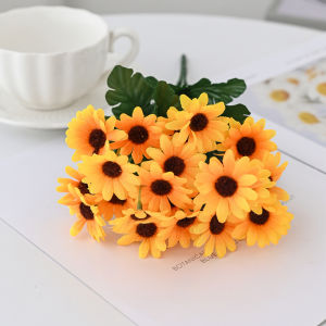 Artificial Autumn Silk Yellow Little Daisy High Quality Wedding Bridal Bouquet Home Vase Table DIY Gift Box Scrapbook Decoration