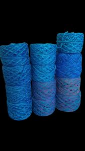 Blue yarn skeins for knitting and crochet projects. Four ply mixed blue yarn. Knitting and crochet supplies.