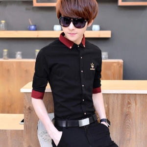 Summer Men Short Sleeve Shirt Mens Clothing K-style Silm 3/4 Sleeve Shirt Trendy Youth Casual Student Shirt Clothes