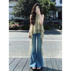 SENWA | Outerwear Summer Yellow Polka Dot Sleeveless Neck-Hanging Vest