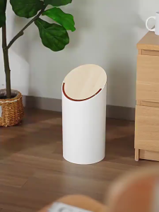 Minimalist white trash can with lid Nordic wind trash can large capacity living room bedroom suitabl