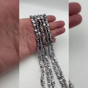 5-8mm Mạ Bạc Tự Nhiên Đá Hematite Hạt Đá Không Đều Sỏi Để Làm Đồ Trang Sức Vòng Cổ 15 Inch