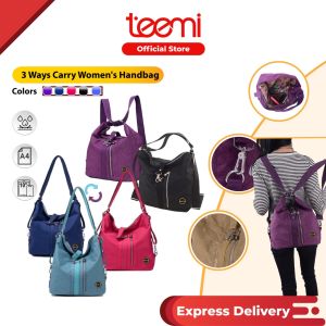 TEEMI Beg Galas Handbag Perempuan Wanita Beg Silang Beg Tangan 3 Ways Carry Women Retro Nylon Tote Bag Vintage Handbag Backpack Water Resistant