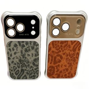 Luxury Shockproof Leopard Print Case For iPhone 17 16 15 14 Pro Max Original Lens Glass Electroplating Bumper Retro Cover Funda