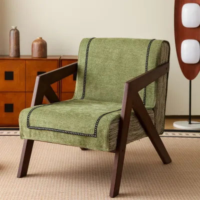 Ghế Sofa Đơn Bằng Gỗ Nguyên Khối Đệm Lưng Phủ Toàn Bộ Chống Trượt Phong Cách Nhỏ Hương Thơm