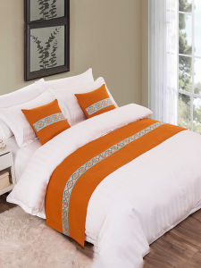 High-End Hotel Bedding Polyester Fabric Bed Cover Tail Curtain Flag Bedding Decorative Strip Durable Striped Pattern