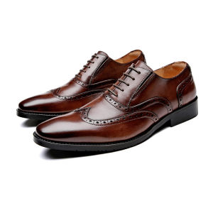 Genuine Leather Handmade Brogue Carving Mens Derby Shoes