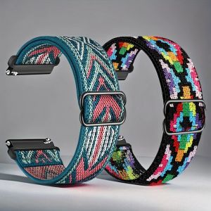 Shiny Elastic strap For Amazfit gts 4-3-2-2e-mini/bip-U-S-lite/Stratos 2 20mm/22mm band Bohemian Pride bracelet gtr-4-3-3pro-2e