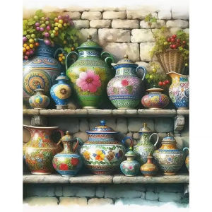 Kayou | Paint By Numbers Kit for Adults Beginner 40X50CM Floral Jar DIY Canvas Painting Home Wall Decor Art Craft Gift
