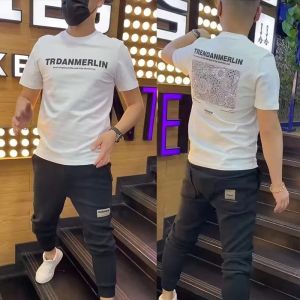 European Style Mens Short Sleeve Cotton T-Shirt for Summer New Arrival with Heat Drill Printed Animal Pattern Casual Leisure Shirt for Youth