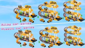 Bộ đồ chơi bãi đậu xe công trình 3 tầng xây dựng tặng kèm xe  có nhạc đèn bộ quà tặng bé trai bé gái