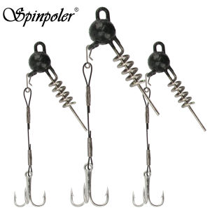 Spinpoler Pike Stinger Fishing Rig Jighead With Coil Spring Screw Connector Set For Soft Bait Shad Steel Treble Hook Bass Perch