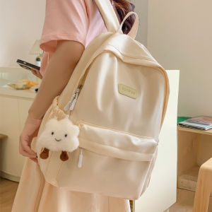 กระเป๋าเป้สะพายหลังผ้าไนลอนแบบลำลองสำหรับนักเรียนมัธยมปลายและนักศึกษาวิทยาลัย ดีไซน์ INS สีสันสดใส กระเป๋าใส่หนังสือสไตล์เกาหลี ปิดด้วยซิป ความจุขนาดกลาง