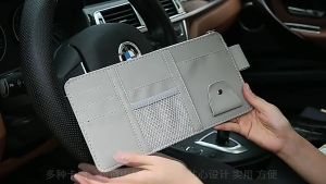 Ví da kẹp chắn nắng xe ô tô đựng thẻ kính mắt giấy tờ quan trọng cài tấm chắn nắng ô tô cài chắn nắng có khóa kéo