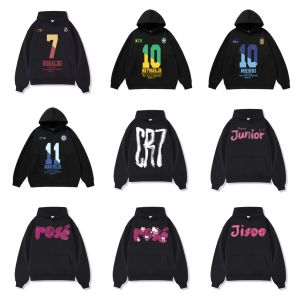 American Style Celebrity Football And Actress Letter Hoodie CR7 Cristiano Ronaldo Park Hyun Young Neymar Loose Fit round Neck Sweatshirt for Teens