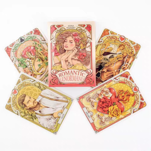 Romantic Lenormand Oracle Cards 10.2*7.2cm English Vision Art Nouveau Floral Motifs 37 Pcs Deck 4*2.8inch For Party Board Games