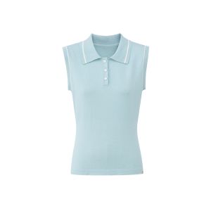 La lune Du ciel | Áo Thun Dáng Dài Vintage Cổ Polo Đính Đai Nẹp Eo