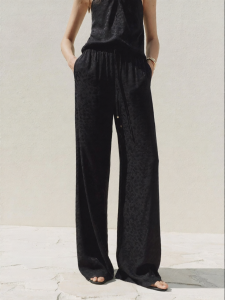 MO&Co. | NOIR Series Silk Blended Jacquard Pants