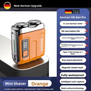 MONLEYTA | German Electric Shaver Portable Mini Cannon No Black Points Left Behind For Men Stainless Steel Double Blade Head Quick Charge