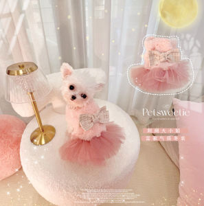 Thickened Rabbit Fur Winter Coat Dress for Dogs Princess Style Warm Bichon Dog Clothes Frosted Plush Material Pet Apparel