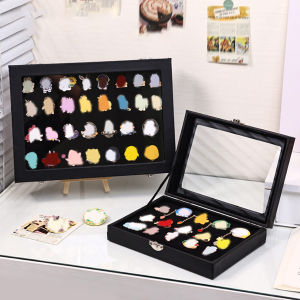 1pc Badge display box with transparent dust cover brooch and collectible jewelry box black large capacity jewelry box