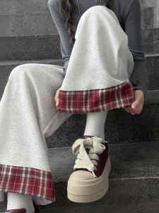 Girls Fleece Lined Thickened Sports Pants Korean Style Casual Long Pants mid Waist Elastic Waistband Cotton Polyester Blend