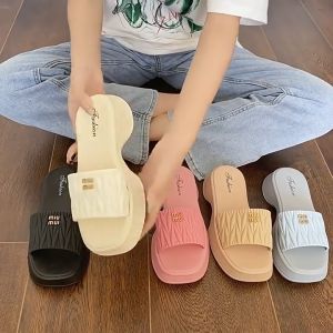 🍋 READY STOCK🍋8868 - Selipar Women Casual Slippers Black and White Summer Soft Sole Flip Flops Rainbow Colour Kasut Perempuan