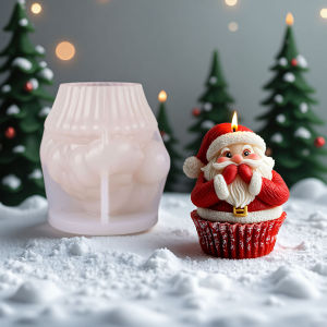 Santa Claus Elk Silicone Candle Mold for Christmas Santa Cupcake Deer Aromatherapy Soap Ornament Gypsum Mold Christmas Gift
