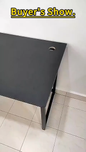 DIODIY L-shaped wooden Table for computer with black metal frame Gaming Table corner table Solid Wood Home Office Desk