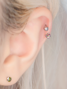 Simple Cool Small Diamond ROOK Thin Rod U-Shaped Titanium Steel Non-Removable Lip Nose Ear Ring Half-Circle Small Ear Bone