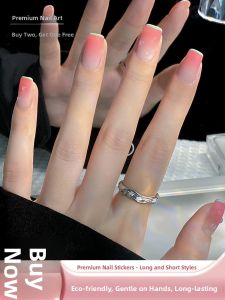 MONLEYTA | Wearable Manicure Nail Patches Summer New Style Short Length Ice Transparent Color French Style Finished Product Nail Art