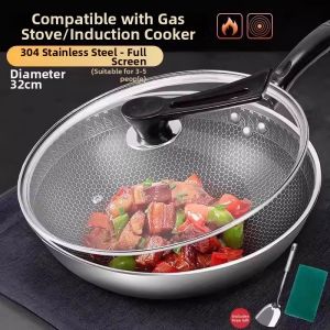 WEIZHIXIANG | 316 Stainless Steel Non-stick Frying Pan with Honeycomb Structure Household Cookware for Induction & Gas Stove