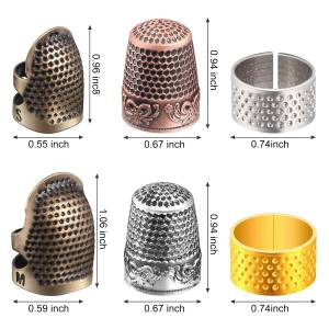6 Pieces Sewing Thimble Finger Protector Adjustable Metal Finger Shield Protector for Sewing Embroidery Needlework