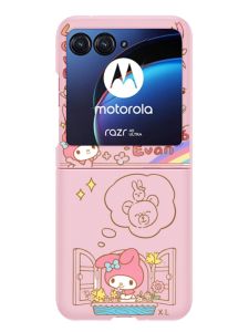 Kuroko Frame Compatible Motorola Moto Razr40 Ultra Phone Case Acrylic Protective Cover RAZR40 Foldable Screen Anti-fall for Couples Women Cute Cartoon