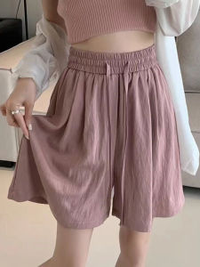 Quần Short Lụa Băng Rộng Rãi Cho Nữ Mùa Hè Thường Ngày Quần Ống Rộng Năm Điểm Cạp Cao Bằng Polyester Thoải Mái Thoáng Khí