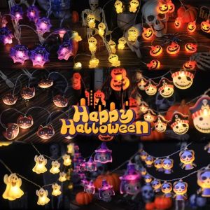 Halloween Đèn Led Dây 10 LED Treo Pendent Kinh Dị ma bí ngô Bat Đèn Lồng Chuỗi Cho bữa tiệc Halloween trang trí không khí