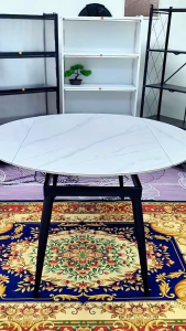 ViRYN Sintered Stone Folding Table Dining Table Household Simple Living Room Round Dining Table Extendable Multifunctional Kitchen Table