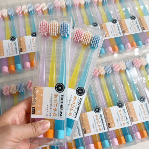 แปรงสีฟันแบบมีดกลมปลายกว้างสำหรับผู้ชายและผู้หญิง ขนแปรงนุ่ม ป้องกันการติดเชื้อ อุปกรณ์ทำความสะอาดปาก 3 ชิ้น